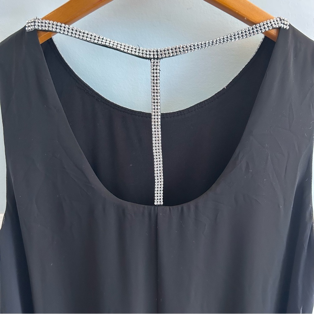 MSK Black Sleeveless Dress with Silver Rhinestone Accents Size 14 - Picture 6 of 7